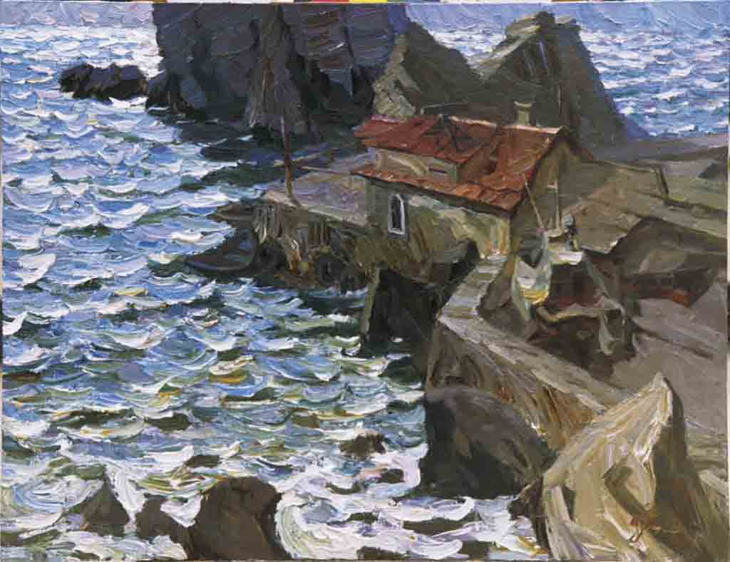 Old station. Canvas, oil.  Size: 70х90. Year: 1993