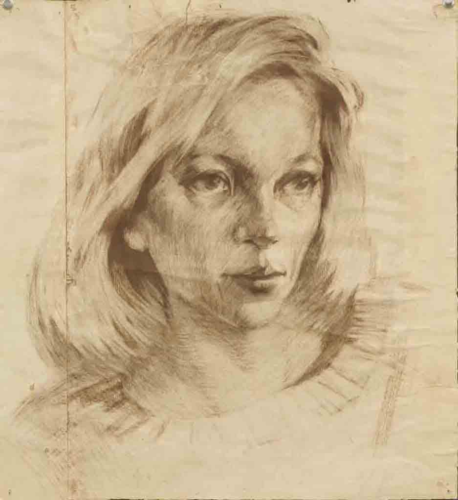 Female portrait. Paper. Sepia. Size: 40x38. Year: 1996.