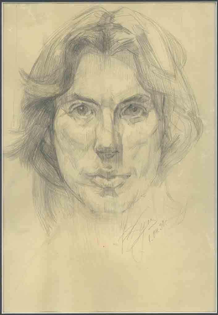 Self-portrait. Pencil, paper. Year: 1990